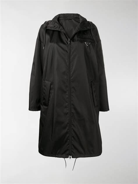 Black Nylon Gabardine Raincoat 